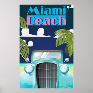 Miami Beach, Florida USA Vintage Reiseplakat Poster