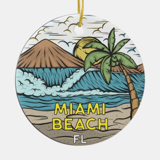 Miami Beach Florida Vintag Keramik Ornament (Vorne)