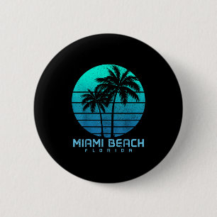 Miami Beach Florida Vintag Palm Trees Beach Souve Button