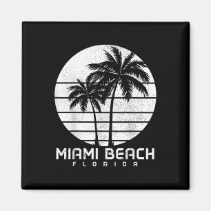 Miami Beach Florida Vintag Palm Trees Beach Souve Magnet