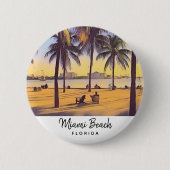 Miami Beach Florida Vintage Aquarellbahn Button (Vorderseite)
