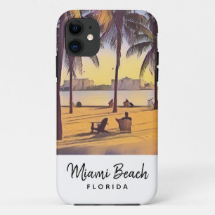 Miami Beach Florida Vintage Aquarellbahn Case-Mate iPhone Hülle