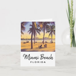 Miami Beach Florida Vintage Aquarellbahn Karte