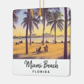 Miami Beach Florida Vintage Aquarellbahn Keramikornament (Links)
