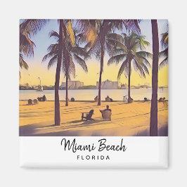 Miami Beach Florida Vintage Aquarellbahn Magnet