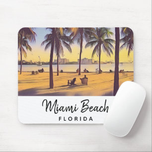 Miami Beach Florida Vintage Aquarellbahn Mousepad
