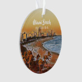 Miami Beach Florida Vintage Aquarellbahn Ornament (Vorderseite)