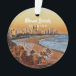 Miami Beach Florida Vintage Aquarellbahn Ornament<br><div class="desc">Miami Beach Florida Vintage Aquarellbahn</div>