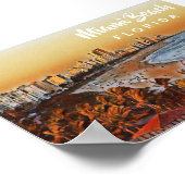 Miami Beach Florida Vintage Aquarellbahn Poster (Ecke)