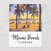 Miami Beach Florida Vintage Aquarellbahn Postkarte (Vorderseite)