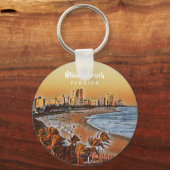 Miami Beach Florida Vintage Aquarellbahn Schlüsselanhänger (Vorderseite)