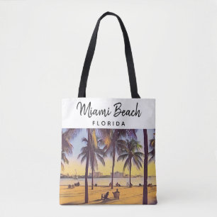 Miami Beach Florida Vintage Aquarellbahn Tasche