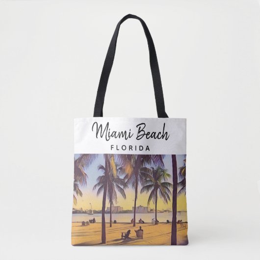 Miami Beach Florida Vintage Aquarellbahn Tasche (Vorderseite)