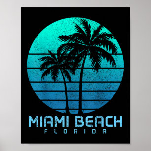Miami Beach Florida Vintage Palmen Strand Souvenir Poster