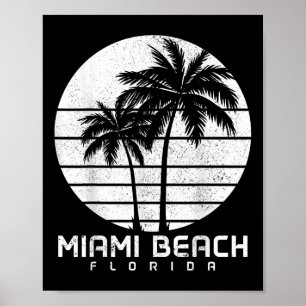 Miami Beach Florida Vintage Palmen Strand Souvenir Poster