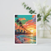 Miami Beach Florida Vintage-Reise-Abbildung Postkarte (Stehend Vorderseite)
