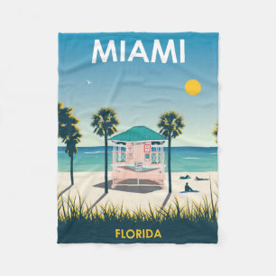Miami Beach Florida Vintage Reise Fleecedecke