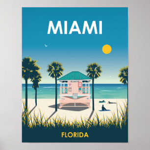 Miami Beach Florida Vintage Reise Poster