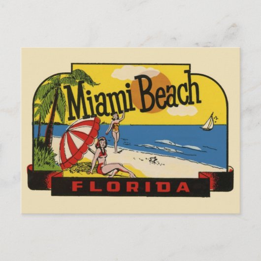 Miami Beach Florida Vintage Reise Postkarte (Vorderseite)