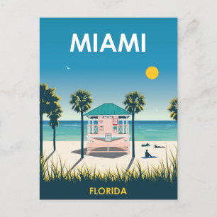 Miami Beach Florida Vintage Reise Save the Date Postkarte