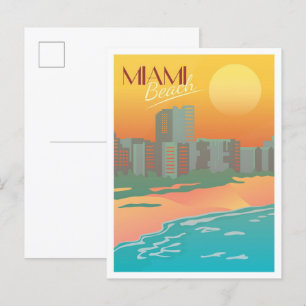 Miami Beach Florida Vintage Reiseillustration Postkarte