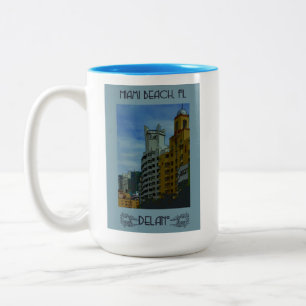 Miami Beach Florida Vintage-Reiseposter Zweifarbige Tasse