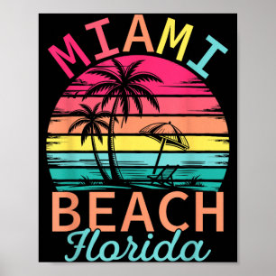 Miami Beach Florida Vintage Sonnenuntergang Tropis Poster