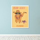 Miami Beach, Florida Vintage Travel Poster Leinwanddruck (Insitu (Holzboden))