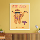 Miami Beach, Florida Vintage Travel Poster Leinwanddruck (Insitu (Wohnzimmer))