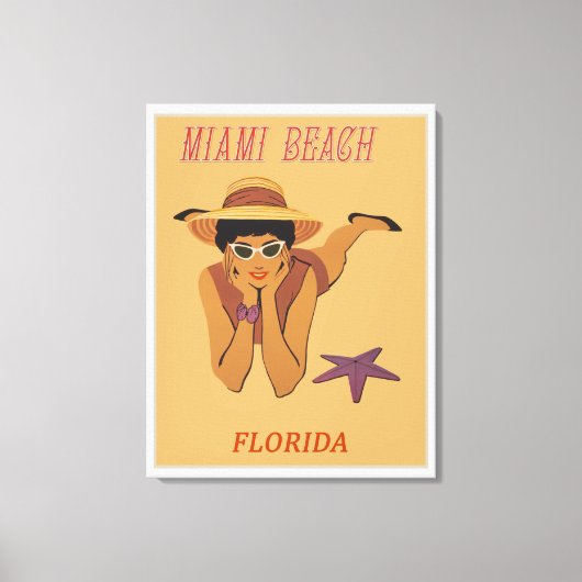 Miami Beach, Florida Vintage Travel Poster Leinwanddruck (Vorderseite)
