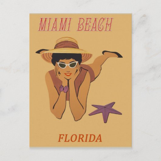 Miami Beach Florida Vintage Travel Poster Postkarte (Vorderseite)