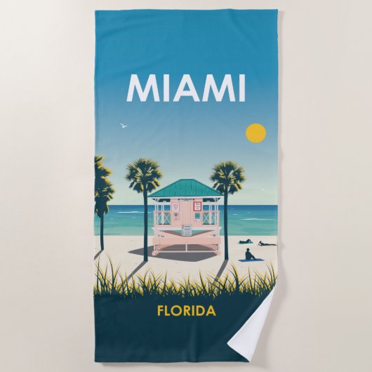 Miami Beach Florida Vintage Travel Strandtuch (Vorderseite)