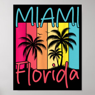 Miami Beach Florida Vintage Tropischer Sonnenunter Poster