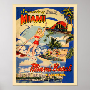Miami Beach Florida Vintage-Werbeplakat für Touris Poster