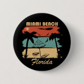 Miami Beach Florida Vintager Sonnenuntergang Button (Vorderseite)