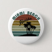 Miami Beach Florida Vintager Sonnenuntergang Button (Vorderseite)
