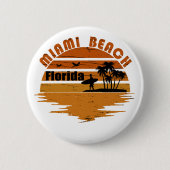 Miami Beach Florida Vintager Sonnenuntergang Button (Vorderseite)