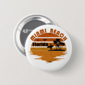 Miami Beach Florida Vintager Sonnenuntergang Button (Vorne & Hinten)