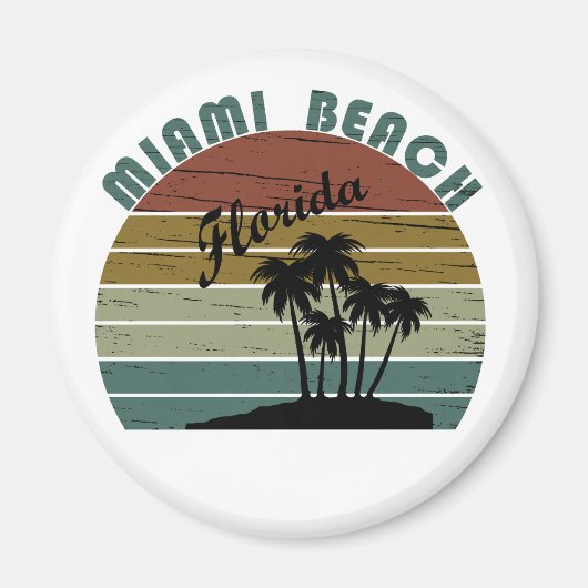 Miami Beach Florida Vintager Sonnenuntergang Magnet (Vorne)