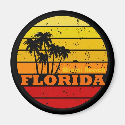 Miami Beach Florida Vintager Sonnenuntergang Magnet (Vorne)