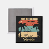 Miami Beach Florida Vintager Sonnenuntergang Magnet (Vorderseite/Rückseite)