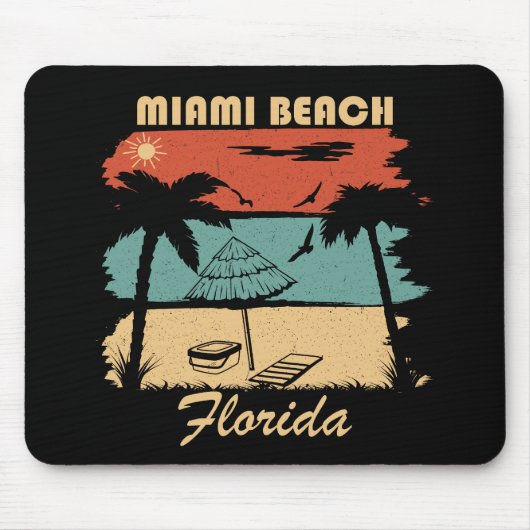 Miami Beach Florida Vintager Sonnenuntergang Mousepad (Vorne)
