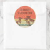 Miami Beach Florida Vintager Sonnenuntergang Runder Aufkleber (Tasche)