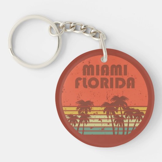 Miami Beach Florida Vintager Sonnenuntergang Schlüsselanhänger (Vorderseite)