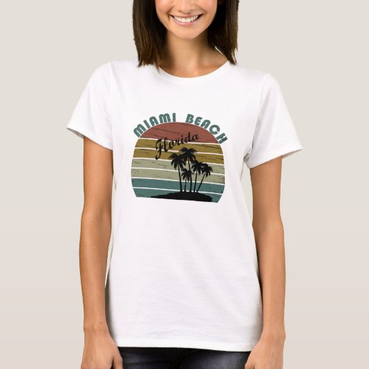 Miami Beach Florida Vintager Sonnenuntergang T-Shirt (Vorderseite)