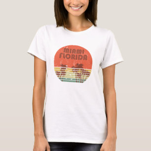 Miami Beach Florida Vintager Sonnenuntergang T-Shirt