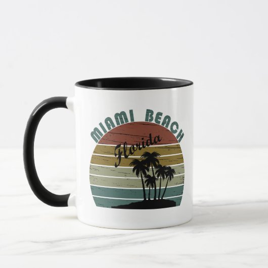 Miami Beach Florida Vintager Sonnenuntergang Tasse (Links)