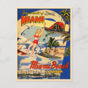 Miami Beach Florida Vintager Tourismus in den 40er Postkarte