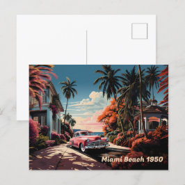 Miami Beach Garden Villa aus den 50er Jahren Feiertagspostkarte