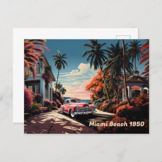 Miami Beach Garden Villa aus den 50er Jahren Feiertagspostkarte